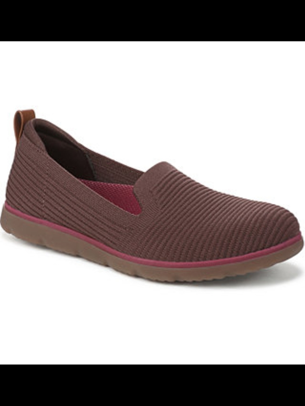 Ryka Women's Knit Slip-On Loafer in Brown with Pink Accents 6 Wide